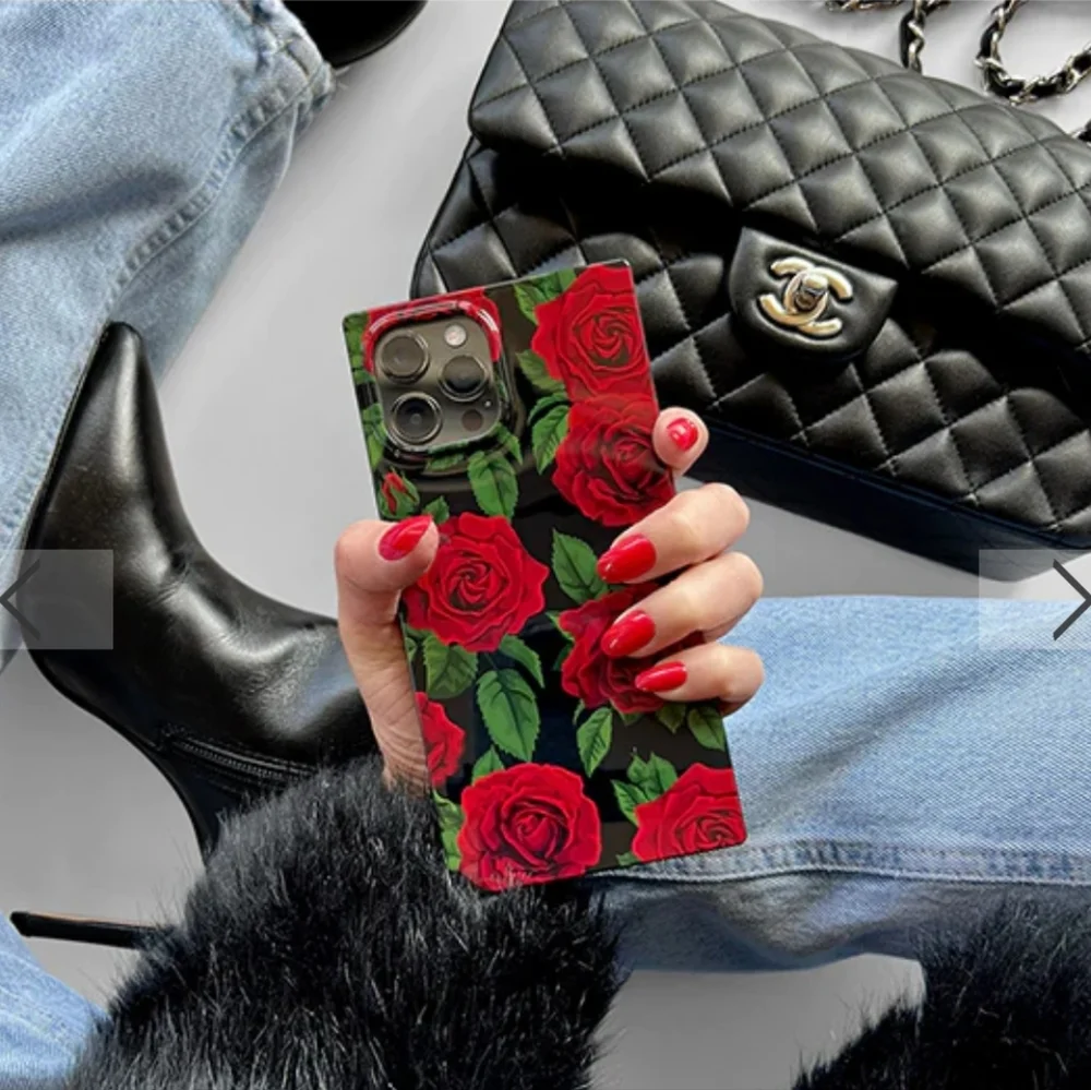 Flaunt Rose Print Square Case